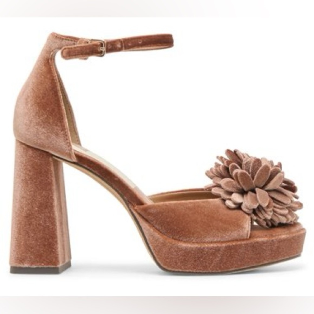 Dolce Vita Women Perel Flower Dark Rose Velvet Platform High Heel - Picture 3 of 9